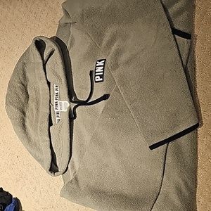 PINK Army green fleece hoodie